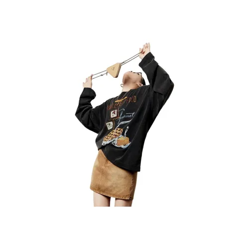 Weekly Промытый Черный Женские T-Рубашки