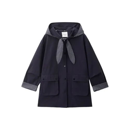 Giordano 06 Темно-синий и Клетка Женская Тренч