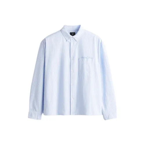 H M Светло-синие Белые Мужские Рубашки