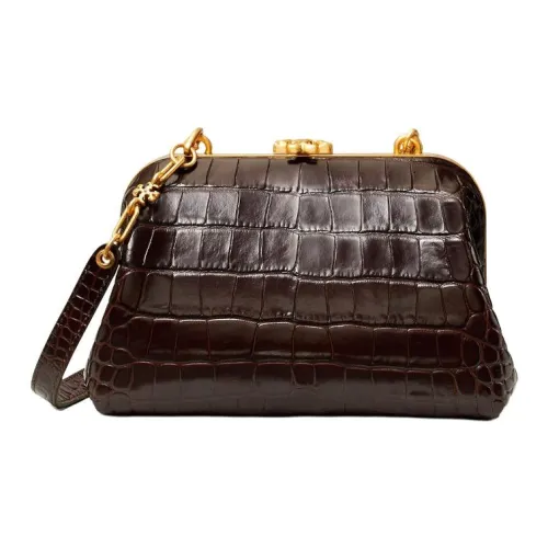 TORY BURCH TB Cleo Крокодил Тисненая кожа Одно плечо Цепочка Клатч Сумка через плечо Маленький Женский Бургунди