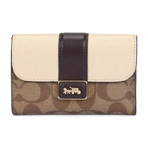 COACH Grace Холст и Кожа Клатч Кошелек Мини Женский Светлый Хаки и Мел