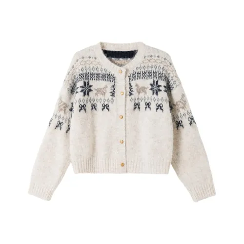 SHANGJING Бежевый Абрикос Многоцветный Женский Трикотаж