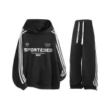 Черно-белый полосатый топ + черный K