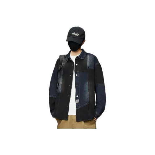 Tonlion Черный Серый Цвет Унисекс Рубашки