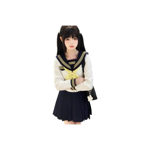 OURUOKE Длинный рукав Топ + 39 см Короткая Юбка + Галстуки-бабочки Женские Юбка Комплект