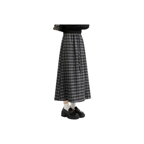 TOUCH Повседневный Длинный Юбка Женская Черная Серая Клетка