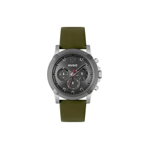 Hugo Boss Мужские часы Кварцевый механизм Кожаный ремешок 46 мм Черный циферблат