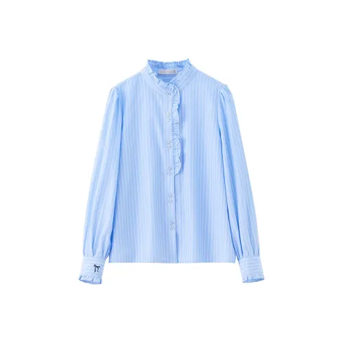 SENTUBILA Синие полосы узор женские рубашки