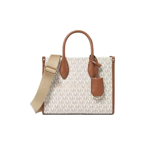 MICHAEL KORS Mirella Искусственная кожа Тоут Сумка Сумка для покупок Сумка Маленькая Женская Ванильный Белый и Коричневый Желудь