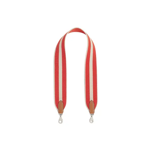 HERMES Wooly Canvas Bag Strap Women's Red White