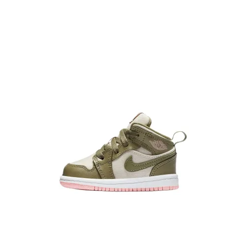 Jordan Air Jordan 1 MID Топ Обувь для малышей Зеленый розовый Infant And Toddler