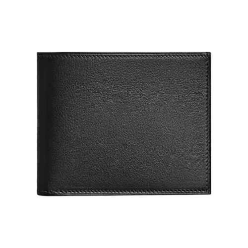 HERMES Citizen Twill Evergrain Телячья кожа Держатель для карт Мужской Черный