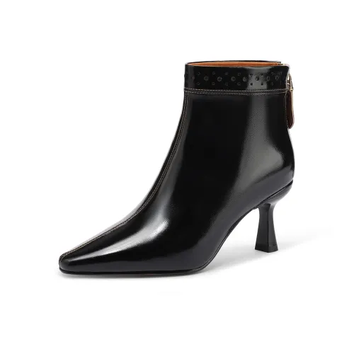 FMM Ankle Длина Женские 2025 Осенне-Зимние Заостренный носок Лакированная кожа Западные ботильоны с тонким высоким каблуком Женские