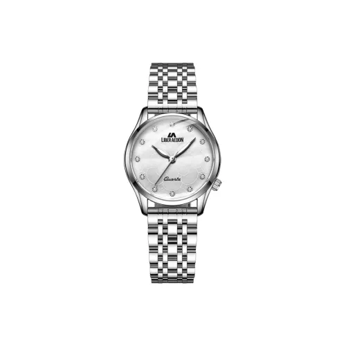 LIBER AEDON Наручные часы Кварцевый механизм Стальной ремешок Матиальная раковина Циферблат цвета Женские часы