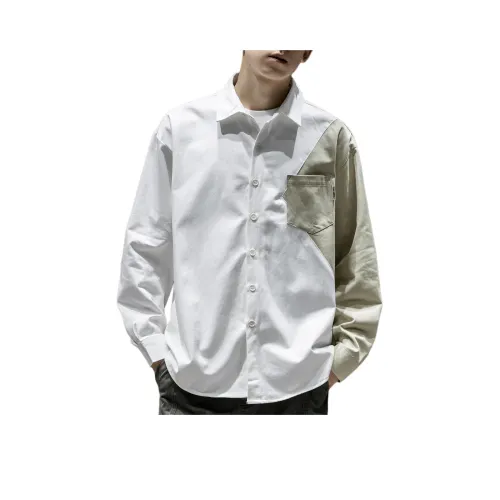 WOOD SOON Цветовой блок Пэчворк Длинный рукав Рубашка Мужская