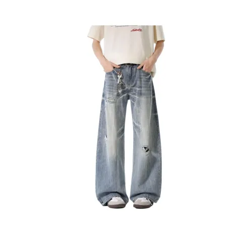 MAYUANWAI Blue Men's Jeans MAYUANWAI Синий Мужской Джинсы