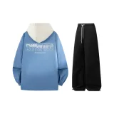 Комплект одежды (Синий абрикосовый топ + Черные штаны)