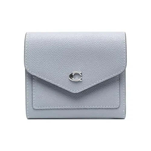 COACH Wyn Телячья кожа Кошелек Маленький Женский Серый Синий