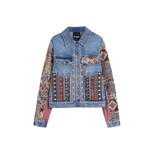Desigual Джинсовые куртки из среднего синего денима для женщин