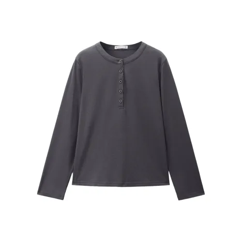 Giordano 03 Темно-серый и в клетку Женские T-рубашки