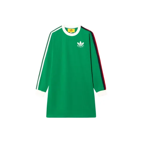 GUCCI FW22 Длинное платье с длинным рукавом женское зеленое