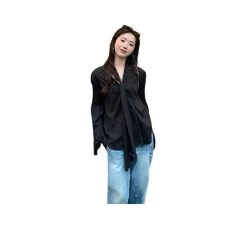OURUOKE Черные Женские Рубашки