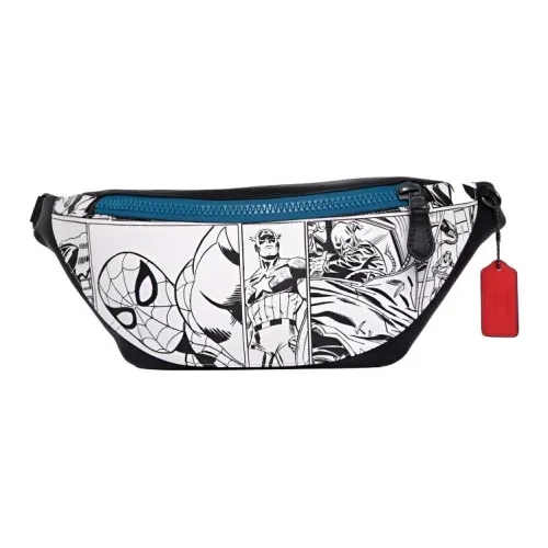 COACH Marvel collaboration Warren Кожа Одно плечо Сумка через плечо Слинг-сумка Сумка на пояс Большой Мужской Белый черный