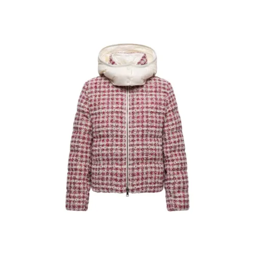 Moncler Твидовый с капюшоном короткий пуховик женский