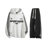 Белый, серый с черными полосами, топ + черный