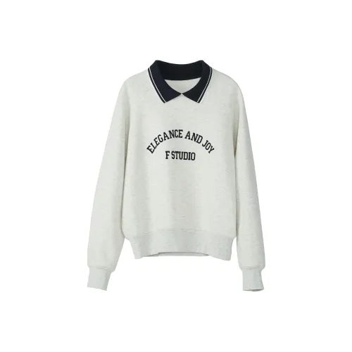 Fstudio Early AUTUMN Корейский стиль Anti Aging Цветовой блок Принт Коммутирование Толстовка Женские