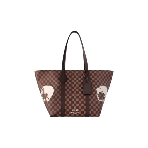 LOUIS VUITTON Коллаборация с Nigo Этикетка Тоут Сумка Сумка для покупок Сумка Сумка через плечо Женская Коричневая