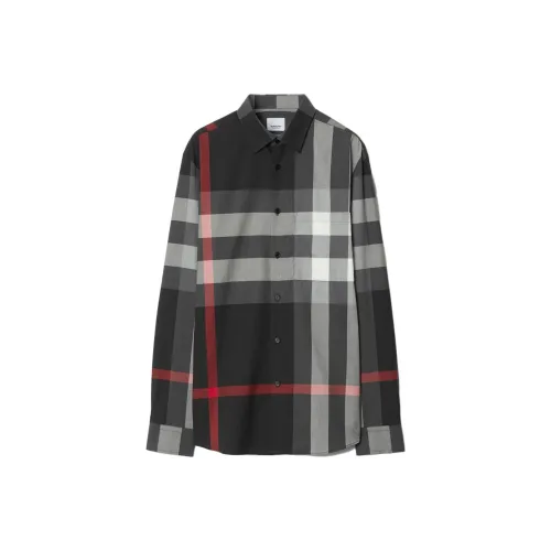 Burberry Check Хлопковая рубашка мужская цвет угольный