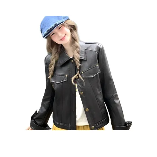 SKYA Черный Женский Кожаный Куртка