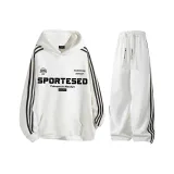 Белый и черный полосатый топ + белый и серый