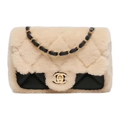 CHANEL Lambskin Сумка через плечо Mini Женская Бежевая и Черная