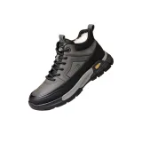 Серый Черный с флисовой подкладкой (Верх натуральная коровья спилковая кожа)