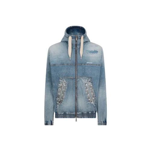 DSQUARED 2 SS24 Куртки и Пальто Мужской Океан Синий