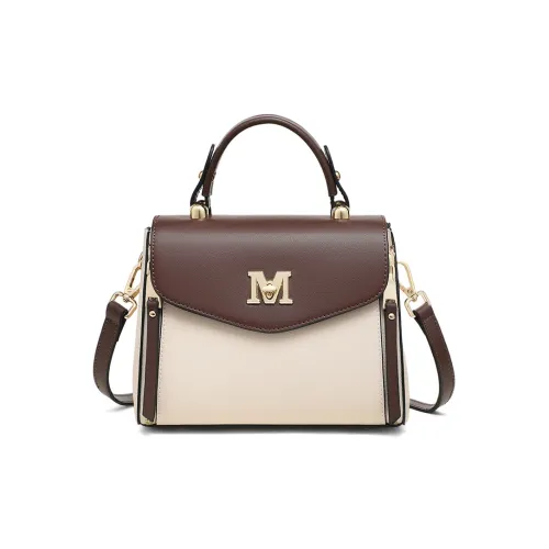 PT'SON Коровья кожа Одно плечо Сумка Стандартная Женская Экрю Кофе