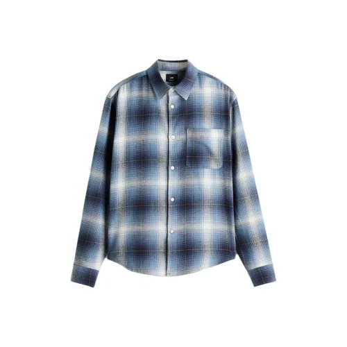 H M Blue Men's Shirts H M Синие Мужские Рубашки