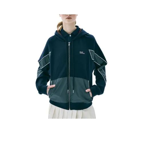 MARDI MERCREDI ACTIF Sports FW25 COLORBLOCK LOGO NEEDLEWORK HOODIE JUMPER_Темно-синий Уголь Толстовка Женские