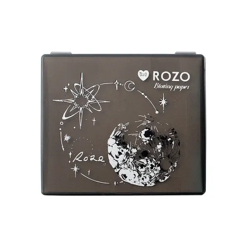 ROZO Бумага для удаления блеска с встроенным порошком портативная с зеркальцем и розовым бамбуковым углем