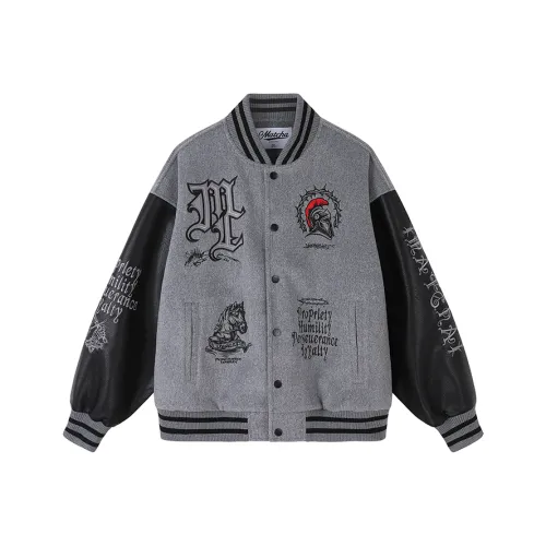 MATCHA STORY Солдат Шлем Кожаная Вставка Вышивка Бейсбольная Куртка Мужская