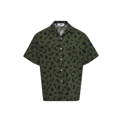 MSGM Оливково-зеленые Мужские Рубашки