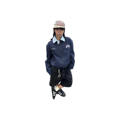 OURUOKE Темно-синий с Светлыми Полосами Женские Куртки