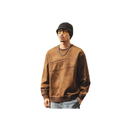 JIELEINUO Темный кофейный мужской свитшот