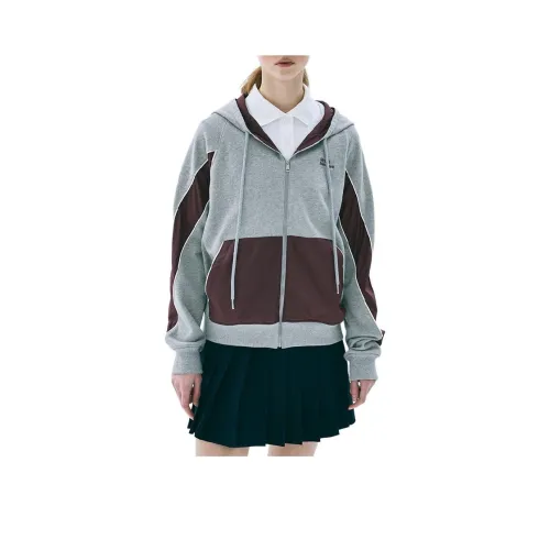 MARDI MERCREDI FW25 Колорблок Логотип NEEDLEWORK Толстовка JUMPER_GREY Бордовая толстовка Женские