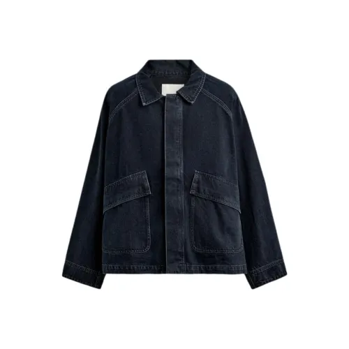 ZARA Глубокий морской синий Мужские джинсовые куртки