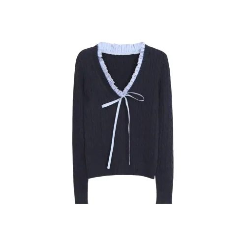 Wang Leshi Темно-синий женский трикотаж