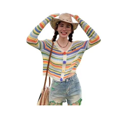 OURUOKE Радужный Женский Трикотаж