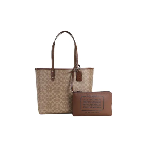 COACH Городская сумка из ПВХ с искусственной кожей большая женская коричневая